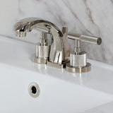 Convergent Two-Handle 3-Hole Deck Mount Widespread Bathroom Faucet with Knurled Handle and Brass Pop-Up Drain