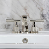 Convergent Two-Handle 3-Hole Deck Mount Widespread Bathroom Faucet with Knurled Handle and Brass Pop-Up Drain