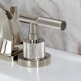 Convergent Two-Handle 3-Hole Deck Mount Widespread Bathroom Faucet with Knurled Handle and Brass Pop-Up Drain