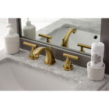 Manhattan Two-Handle 3-Hole Deck Mount Widespread Bathroom Faucet with Brass Pop-Up Drain