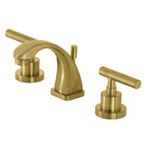 Manhattan Two-Handle 3-Hole Deck Mount Widespread Bathroom Faucet with Brass Pop-Up Drain