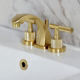 Convergent Two-Handle 3-Hole Deck Mount Widespread Bathroom Faucet with Knurled Handle and Brass Pop-Up Drain