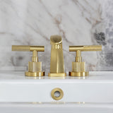 Convergent Two-Handle 3-Hole Deck Mount Widespread Bathroom Faucet with Knurled Handle and Brass Pop-Up Drain