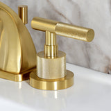 Convergent Two-Handle 3-Hole Deck Mount Widespread Bathroom Faucet with Knurled Handle and Brass Pop-Up Drain