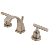 Manhattan Two-Handle 3-Hole Deck Mount Widespread Bathroom Faucet with Brass Pop-Up Drain