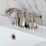 Convergent Two-Handle 3-Hole Deck Mount Widespread Bathroom Faucet with Knurled Handle and Brass Pop-Up Drain