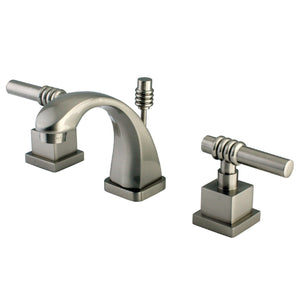 Milano Two-Handle 3-Hole Deck Mount Widespread Bathroom Faucet with Brass Pop-Up Drain