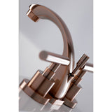 Manhattan Two-Handle 3-Hole Deck Mount Widespread Bathroom Faucet with Brass Pop-Up Drain