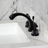 Convergent Two-Handle 3-Hole Deck Mount Widespread Bathroom Faucet with Knurled Handle and Brass Pop-Up Drain