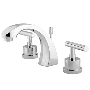 Manhattan Two-Handle 3-Hole Deck Mount Widespread Bathroom Faucet with Brass Pop-Up Drain