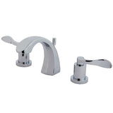 NuWave Two-Handle 3-Hole Deck Mount Widespread Bathroom Faucet with Brass Pop-Up Drain