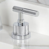 Convergent Two-Handle 3-Hole Deck Mount Widespread Bathroom Faucet with Knurled Handle and Brass Pop-Up Drain