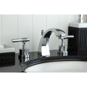 Milano Two-Handle 3-Hole Deck Mount Widespread Bathroom Faucet with Brass Pop-Up Drain