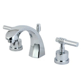 Milano Two-Handle 3-Hole Deck Mount Widespread Bathroom Faucet with Brass Pop-Up Drain