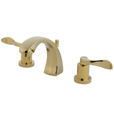 NuWave Two-Handle 3-Hole Deck Mount Widespread Bathroom Faucet with Brass Pop-Up Drain