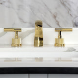 Convergent Two-Handle 3-Hole Deck Mount Widespread Bathroom Faucet with Knurled Handle and Brass Pop-Up Drain