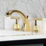 Convergent Two-Handle 3-Hole Deck Mount Widespread Bathroom Faucet with Knurled Handle and Brass Pop-Up Drain