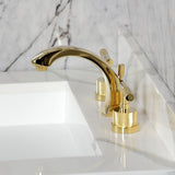 Convergent Two-Handle 3-Hole Deck Mount Widespread Bathroom Faucet with Knurled Handle and Brass Pop-Up Drain