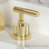 Convergent Two-Handle 3-Hole Deck Mount Widespread Bathroom Faucet with Knurled Handle and Brass Pop-Up Drain