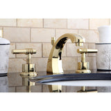 Milano Two-Handle 3-Hole Deck Mount Widespread Bathroom Faucet with Brass Pop-Up Drain