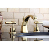 Milano Two-Handle 3-Hole Deck Mount Widespread Bathroom Faucet with Brass Pop-Up Drain