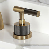 Convergent Two-Handle 3-Hole Deck Mount Widespread Bathroom Faucet with Knurled Handle and Brass Pop-Up Drain