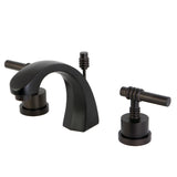 Milano Two-Handle 3-Hole Deck Mount Widespread Bathroom Faucet with Brass Pop-Up Drain