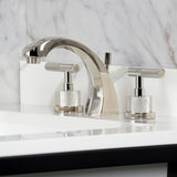 Convergent Two-Handle 3-Hole Deck Mount Widespread Bathroom Faucet with Knurled Handle and Brass Pop-Up Drain