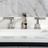 Convergent Two-Handle 3-Hole Deck Mount Widespread Bathroom Faucet with Knurled Handle and Brass Pop-Up Drain