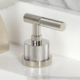 Convergent Two-Handle 3-Hole Deck Mount Widespread Bathroom Faucet with Knurled Handle and Brass Pop-Up Drain