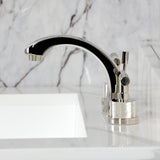 Convergent Two-Handle 3-Hole Deck Mount Widespread Bathroom Faucet with Knurled Handle and Brass Pop-Up Drain