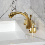 Convergent Two-Handle 3-Hole Deck Mount Widespread Bathroom Faucet with Knurled Handle and Brass Pop-Up Drain