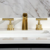 Convergent Two-Handle 3-Hole Deck Mount Widespread Bathroom Faucet with Knurled Handle and Brass Pop-Up Drain