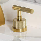 Convergent Two-Handle 3-Hole Deck Mount Widespread Bathroom Faucet with Knurled Handle and Brass Pop-Up Drain