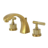 Convergent Two-Handle 3-Hole Deck Mount Widespread Bathroom Faucet with Knurled Handle and Brass Pop-Up Drain