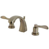 NuWave Two-Handle 3-Hole Deck Mount Widespread Bathroom Faucet with Brass Pop-Up Drain