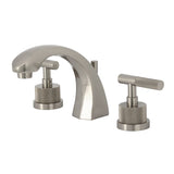 Convergent Two-Handle 3-Hole Deck Mount Widespread Bathroom Faucet with Knurled Handle and Brass Pop-Up Drain