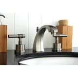 Milano Two-Handle 3-Hole Deck Mount Widespread Bathroom Faucet with Brass Pop-Up Drain