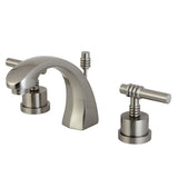 Milano Two-Handle 3-Hole Deck Mount Widespread Bathroom Faucet with Brass Pop-Up Drain