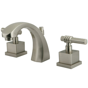 Milano Two-Handle 3-Hole Deck Mount Widespread Bathroom Faucet with Brass Pop-Up Drain