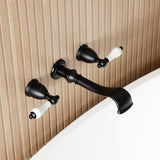 Two-Handle 3-Hole Wall Mount Roman Tub Faucet