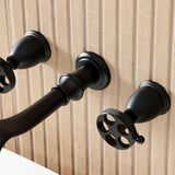 Webb Two-Handle 3-Hole Wall Mount Roman Tub Faucet with Knurled Handle