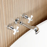 Two-Handle 3-Hole Wall Mount Roman Tub Faucet