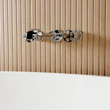 Webb Two-Handle 3-Hole Wall Mount Roman Tub Faucet with Knurled Handle