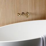 Two-Handle 3-Hole Wall Mount Roman Tub Faucet