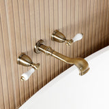 Two-Handle 3-Hole Wall Mount Roman Tub Faucet