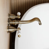 Two-Handle 3-Hole Wall Mount Roman Tub Faucet