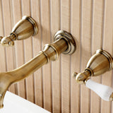 Two-Handle 3-Hole Wall Mount Roman Tub Faucet