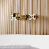 Two-Handle 3-Hole Wall Mount Roman Tub Faucet