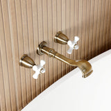 Two-Handle 3-Hole Wall Mount Roman Tub Faucet